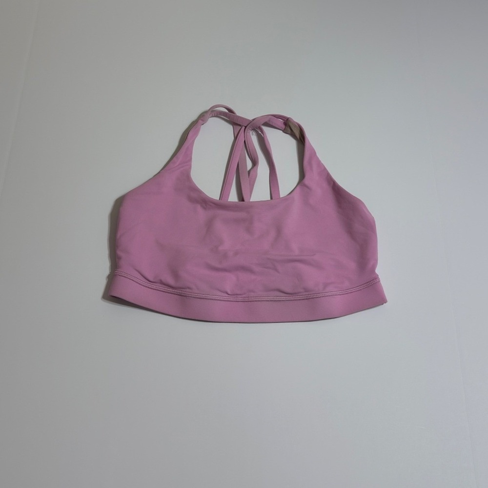 Lululemon Energy Bra Pink Strappy Back Medium Support Sports Bra Size 10